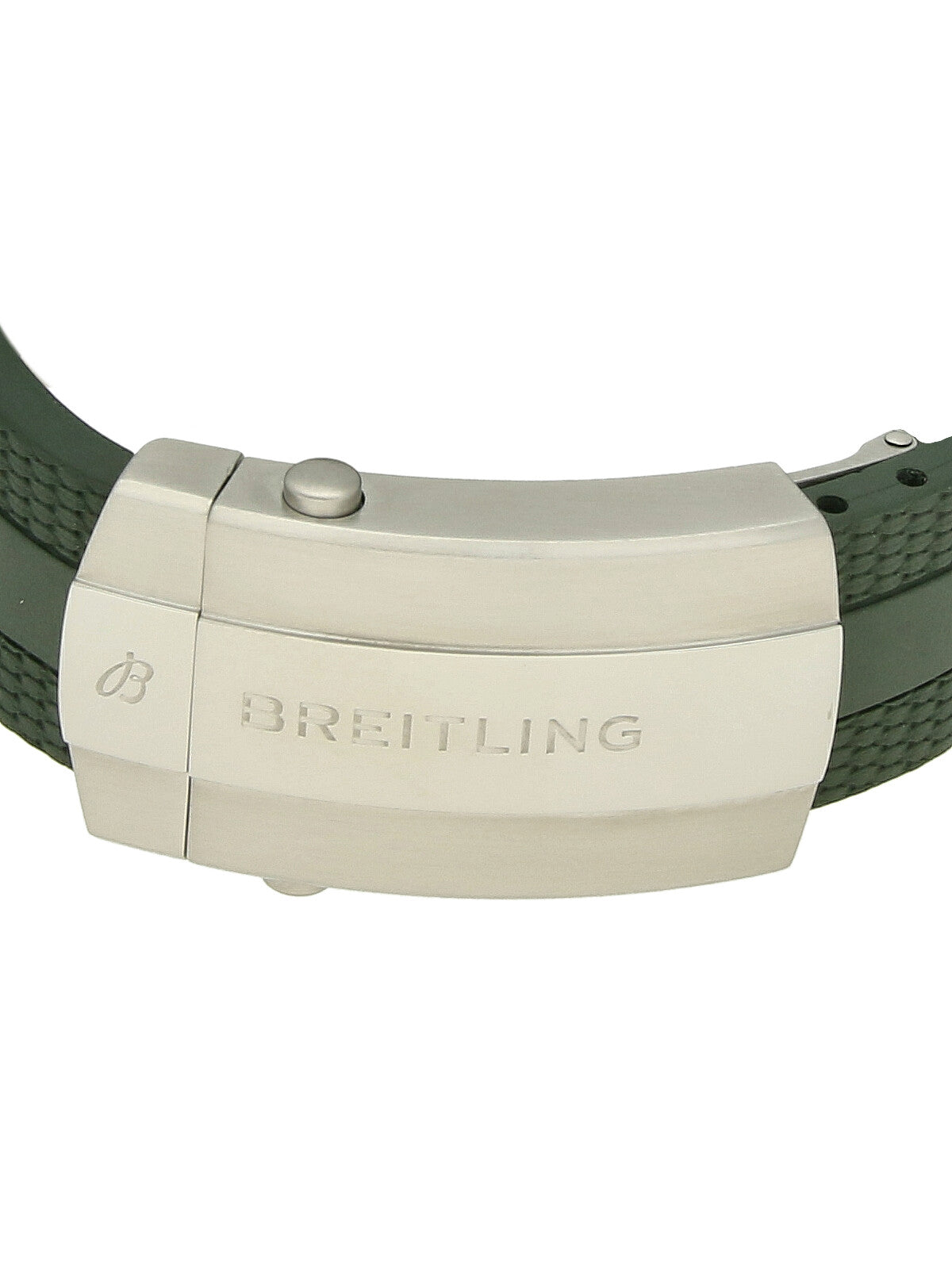 Pre Owned Breitling Superocean Steel Automatic Watch on Green Rubber Strap 42mm