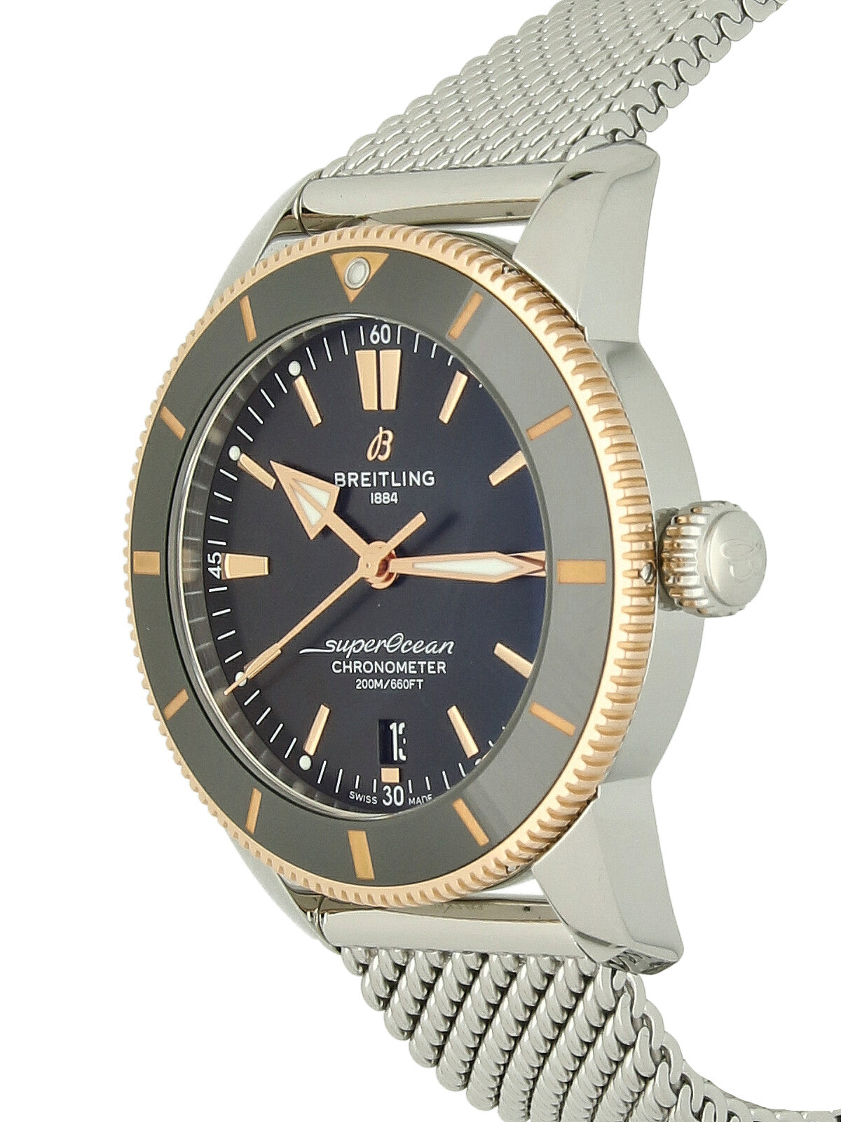 Pre Owned Breitling SuperOcean Heritage Steel and Red Gold Automatic Watch on Steel Bracelet 44mm