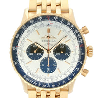 Pre Owned Breitling Navitimer 18ct Rose Gold Automatic Watch 46mm on 18ct Rose Gold Bracelet