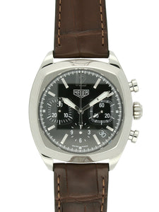 Pre Owned TAG Heuer Monza Steel Automatic 39mm Watch on Brown Leather Strap