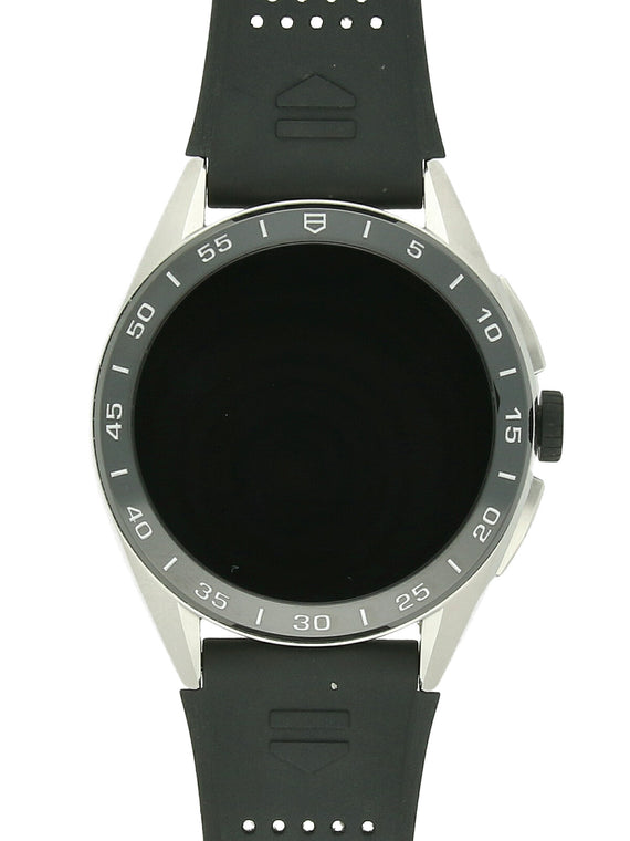 Pre Owned TAG Heuer Connected Calibre E4 Steel 45mm Watch on Black Rubber Strap