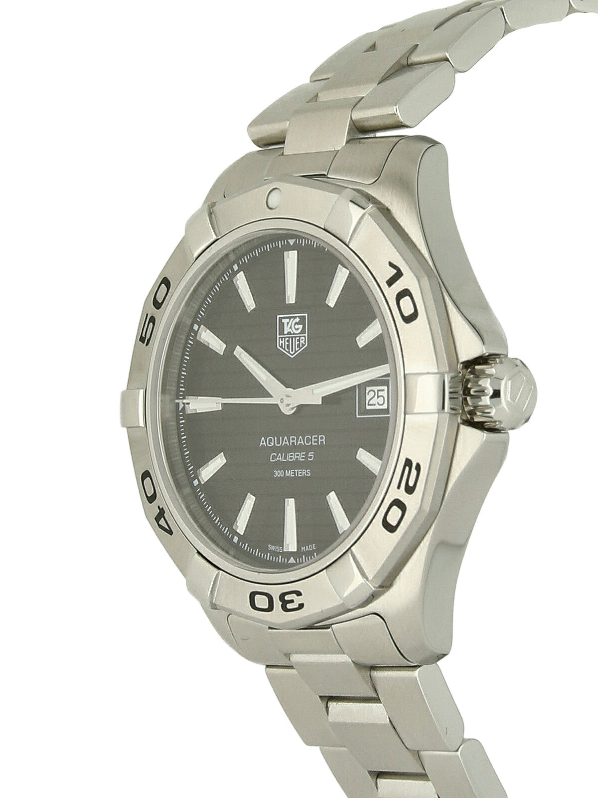 Pre Owned TAG Heuer Aquaracer Calibre 5 Automatic Watch 40mm on Steel Bracelet