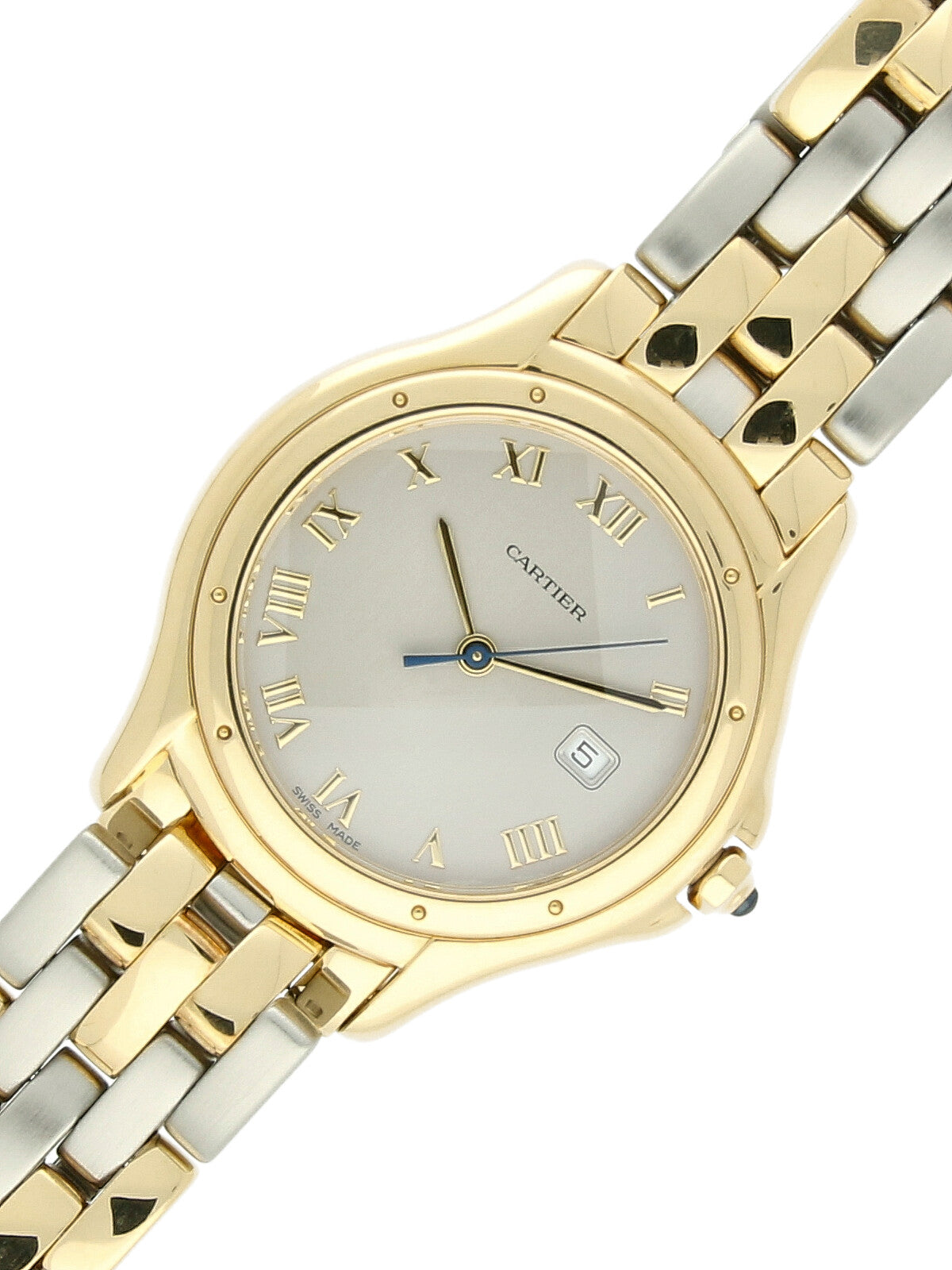 Pre Owned Cartier Cougar 18ct Yellow Gold Quartz Watch on Steel and 18ct Gold Bracelet