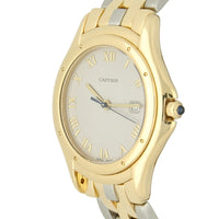 Pre Owned Cartier Cougar 18ct Yellow Gold Quartz Watch on Steel and 18ct Gold Bracelet