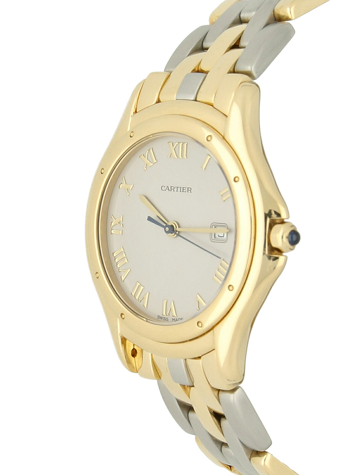 Pre Owned Cartier Cougar 18ct Yellow Gold Quartz Watch on Steel and 18ct Gold Bracelet