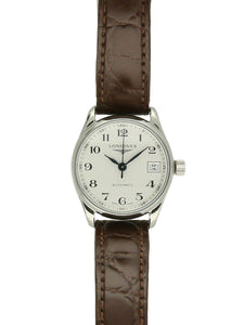 Pre Owned Longines Steel Automatic Watch on Brown Leather Strap