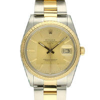 Pre Owned Rolex Oyster Perpetual Date Steel & 18ct Yellow Gold Automatic 34mm Watch on Oyster Bracelet