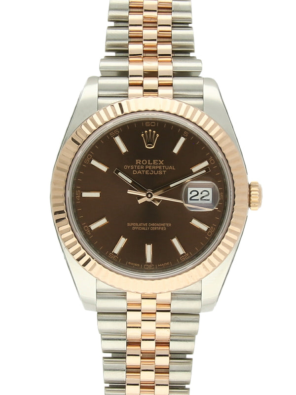 Pre Owned Rolex Datejust Steel & 18ct Everose Gold Automatic 41mm Watch on Jubilee Bracelet