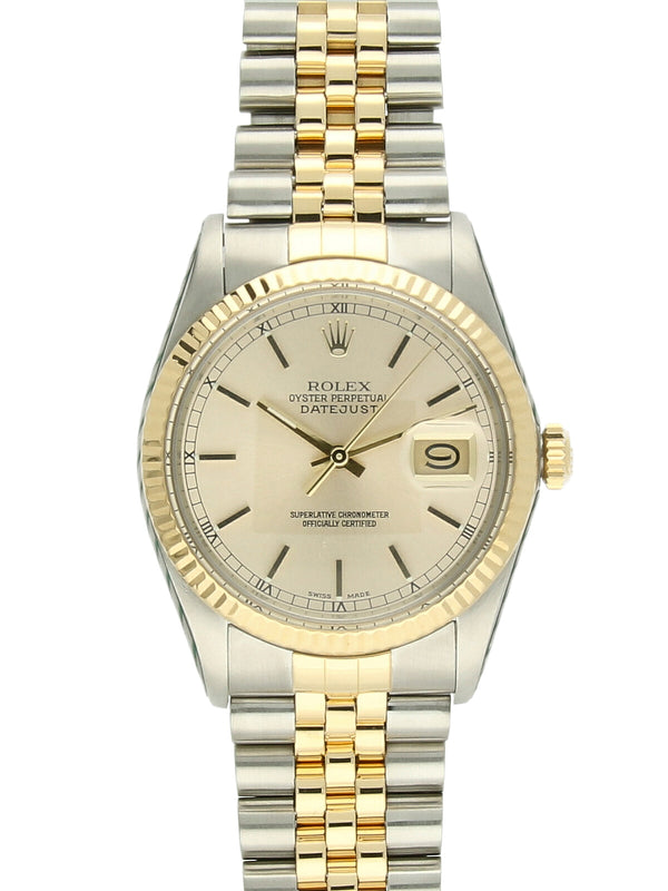 Pre Owned Rolex Datejust Steel & 18ct Yellow Gold Automatic 36mm Watch on Jubilee Bracelet