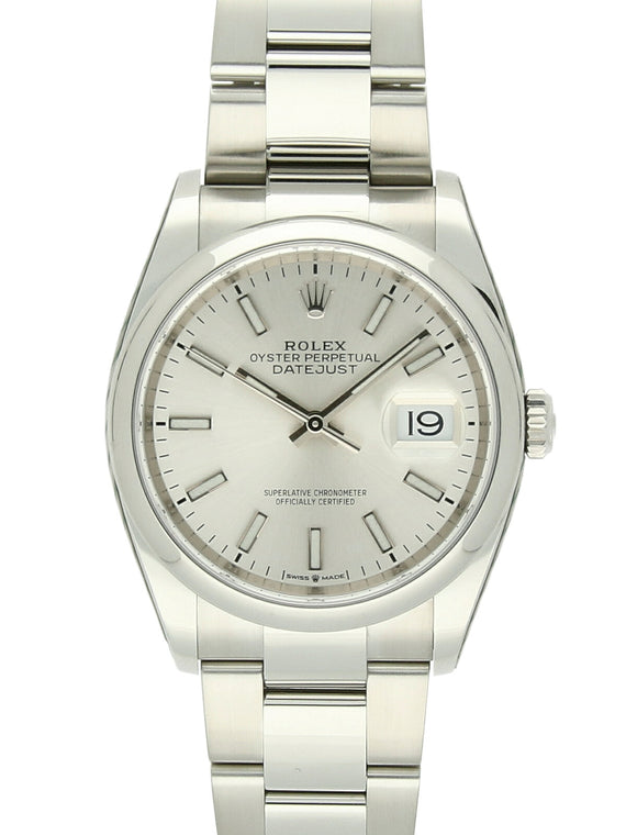 Previously Owned Rolex Datejust Steel Automatic 36mm Watch on Oyster Bracelet