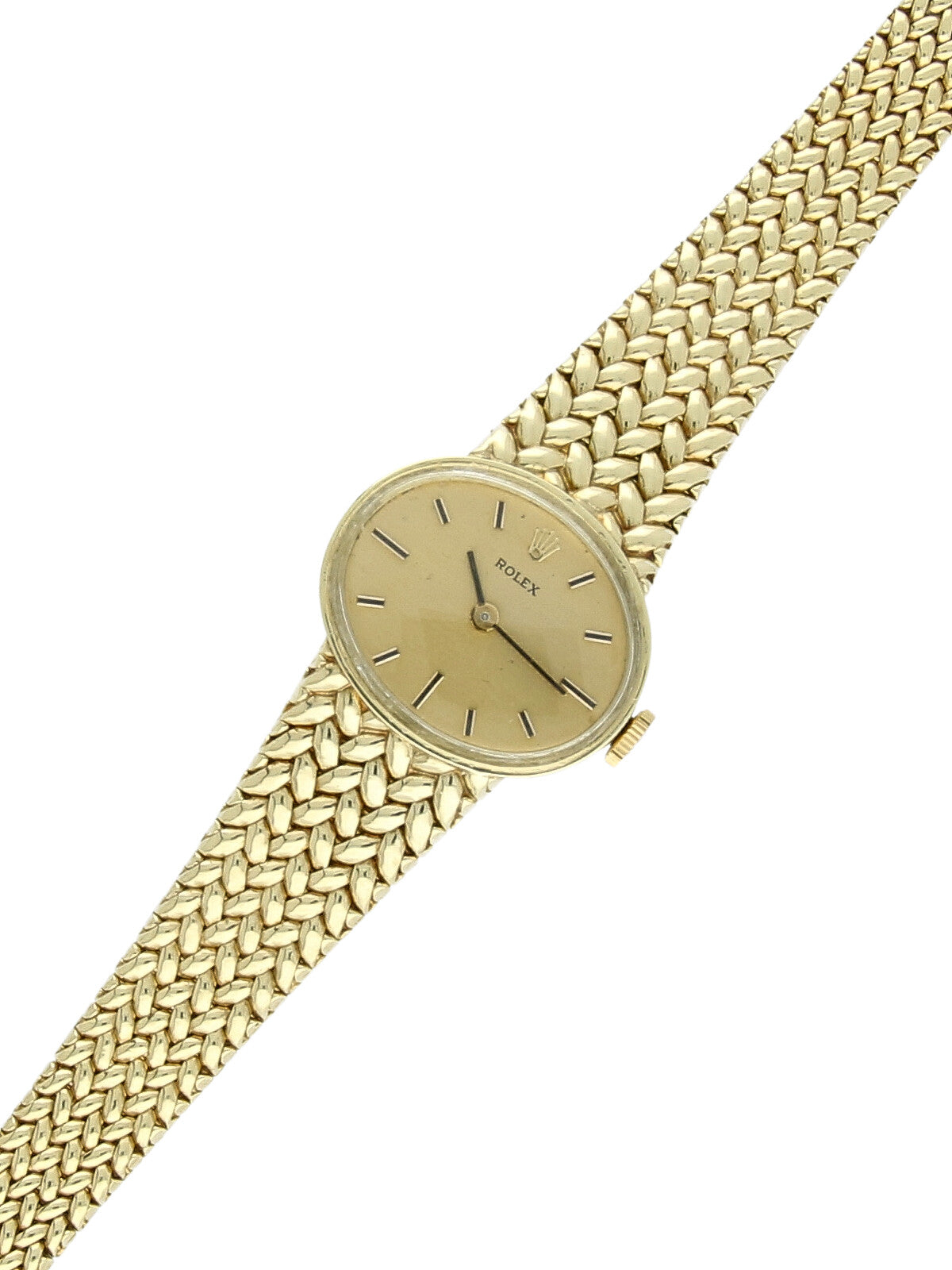 Pre Owned Rolex Oval 14ct Yellow Gold Manual Wind 23x17mm Dress Watch on Bracelet