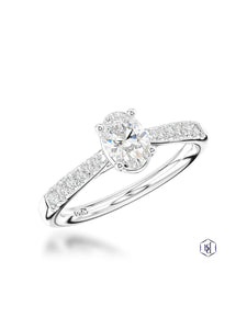 Skye Classic Oval 0.50ct Diamond Solitaire Ring in Platinum with Diamond Set Shoulders