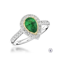 Skye Pear Emerald & Diamond Cluster Ring in Platinum & 18ct Yellow Gold with Diamond Set Shoulders