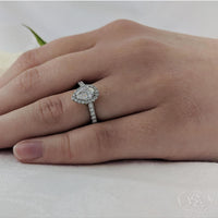 Skye Pear Diamond Cluster Ring in Platinum with Diamond Set Shoulders