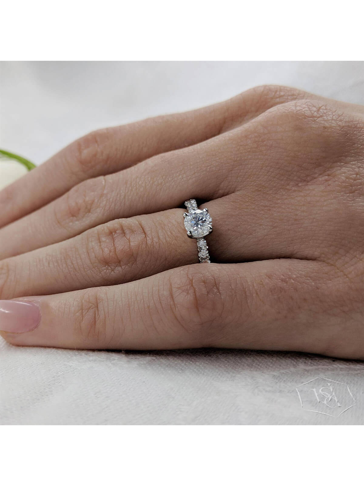 Skye Classic Round 0.50ct Diamond Solitaire Ring in Platinum with Diamond Set Shoulders