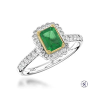 Faroe Emerald Emerald & Diamond Cluster Ring in Platinum & 18ct Yellow Gold with Diamond Set Shoulders