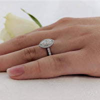 Skye Marquise Diamond Halo Ring in Platinum with Diamond Set Shoulders