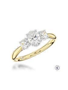 Royal Oval Diamond Three Stone Ring in 18ct Yellow Gold & Platinum