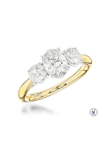 Royal Oval Diamond Three Stone Ring in 18ct Yellow Gold & Platinum