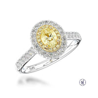 Skye Duo Oval Yellow Diamond & Diamond Cluster Ring in Platinum & 18ct Yellow Gold