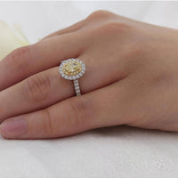 Skye Duo Oval Yellow Diamond & Diamond Cluster Ring in Platinum & 18ct Yellow Gold