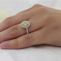 Skye Duo Pear Yellow Diamond & Diamond Cluster Ring in 18ct Yellow Gold & Platinum with Diamond Set Shoulders