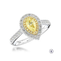 Skye Duo Pear Yellow Diamond & Diamond Cluster Ring in Platinum & 18ct Yellow Gold with Diamond Set Shoulders