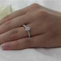 Skye Classic Oval 0.50ct Diamond Solitaire Ring in Platinum with Diamond Set Shoulders