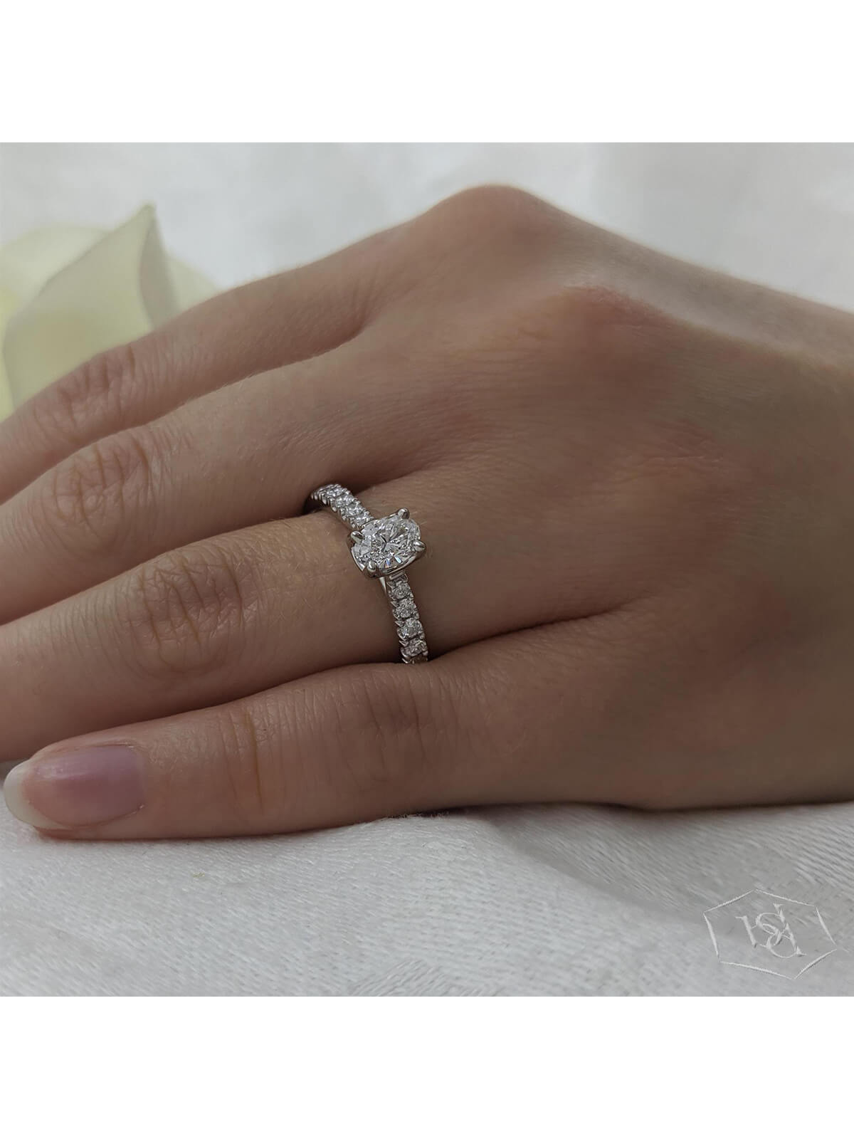 Skye Classic Oval 0.50ct Diamond Solitaire Ring in Platinum with Diamond Set Shoulders