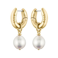 BOSS Leah Hoop Earrings in Gold Plating & Freshwater Pearl 1580525