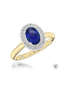 Skye Pure Oval Sapphire & Diamond Cluster Ring in 18ct Yellow Gold & Platinum