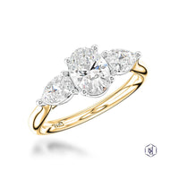 Florentine Oval Diamond Three Stone Ring in 18ct Yellow Gold & Platinum