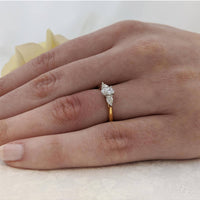 Florentine Oval Diamond Three Stone Ring in 18ct Yellow Gold & Platinum