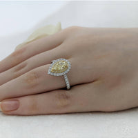 Skye Duo Pear Yellow Diamond & Diamond Cluster Ring in Platinum & 18ct Yellow Gold with Diamond Set Shoulders