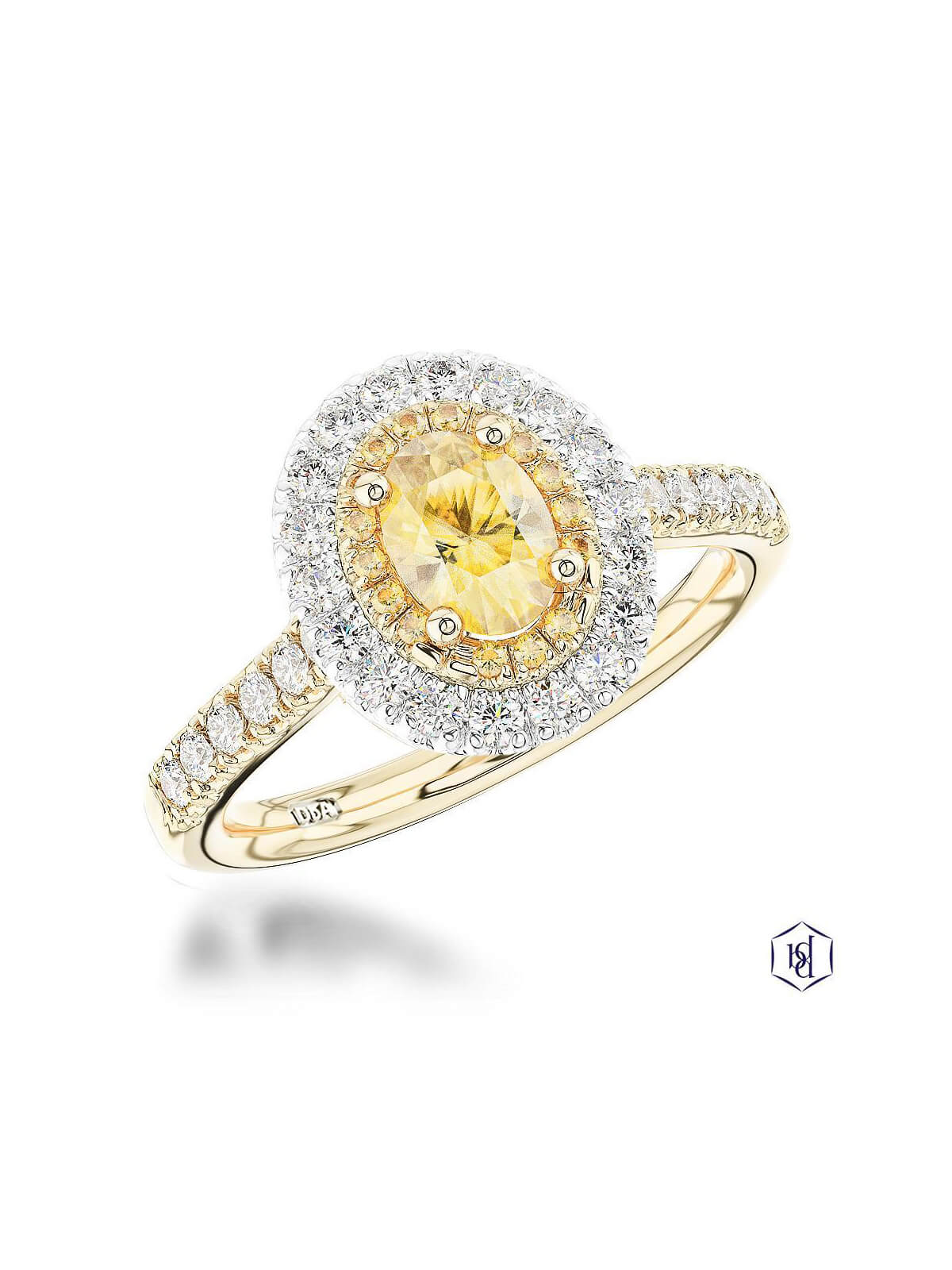 Skye Duo Oval Yellow Diamond & Diamond Cluster Ring in 18ct Yellow Gold & Platinum