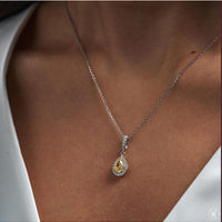 Skye Pear Yellow Diamond & Diamond Cluster Pendant in Platinum & 18ct Yellow Gold