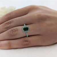 Faroe Emerald Emerald & Diamond Cluster Ring in Platinum & 18ct Yellow Gold with Diamond Set Shoulders