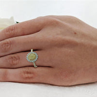 Skye Duo Oval Yellow Diamond & Diamond Cluster Ring in 18ct Yellow Gold & Platinum