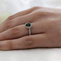 Skye Pear Emerald & Diamond Cluster Ring in Platinum & 18ct Yellow Gold with Diamond Set Shoulders