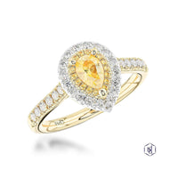 Skye Duo Pear Yellow Diamond & Diamond Cluster Ring in 18ct Yellow Gold & Platinum with Diamond Set Shoulders