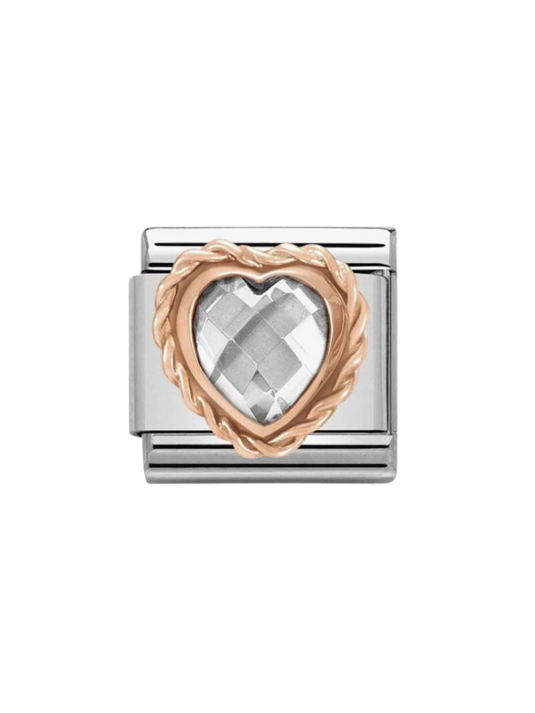 Nomination Classic White Faceted Heart Charm 430602-010