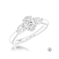 Florentine Oval Diamond Three Stone Ring in Platinum