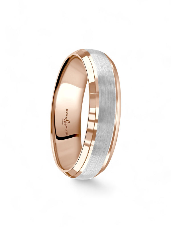 Brown & Newirth Compliment 6.0mm Wedding Ring in 18ct Rose & White Gold