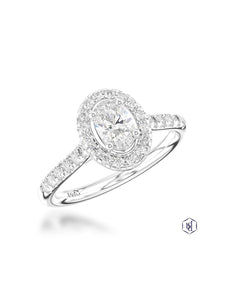 Skye Oval Diamond Cluster Ring in Platinum with Diamond Set Shoulders