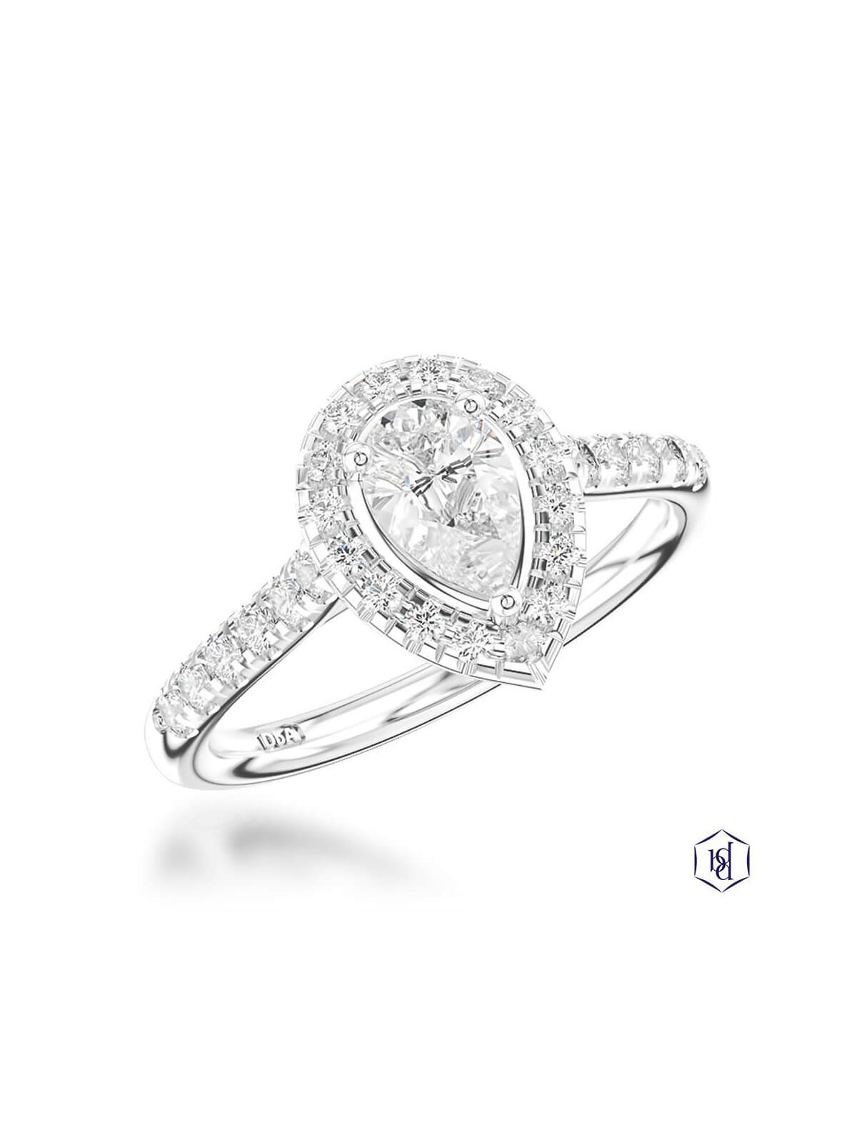 Skye Pear Diamond Cluster Ring in Platinum with Diamond Set Shoulders