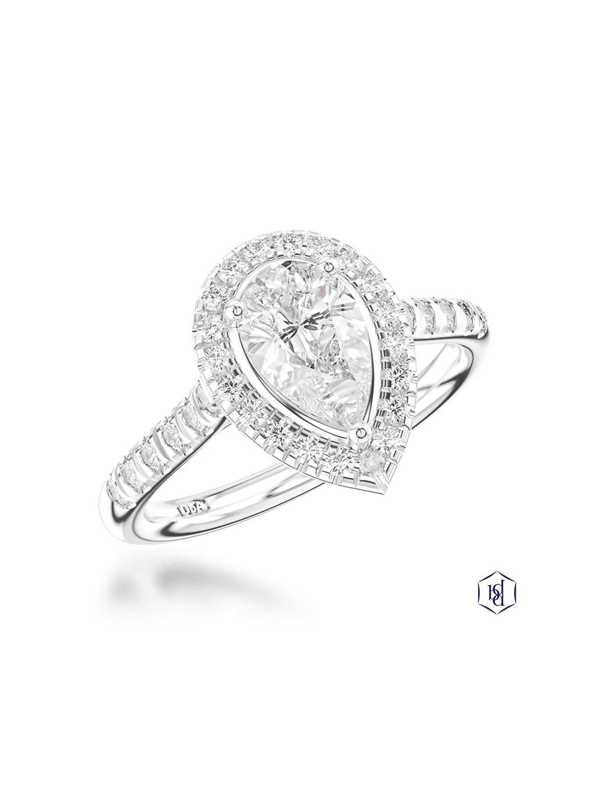 Skye Pear Diamond Cluster Ring in Platinum with Diamond Set Shoulders