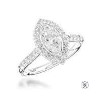 Skye Marquise Diamond Halo Ring in Platinum with Diamond Set Shoulders