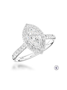 Skye Marquise Diamond Halo Ring in Platinum with Diamond Set Shoulders