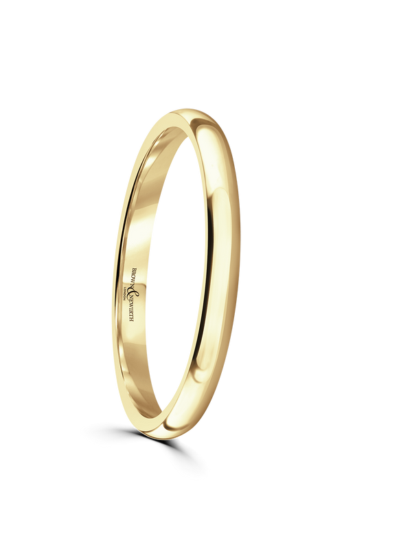 Brown & Newirth Sleek 2mm Wedding Ring in 18ct Yellow Gold