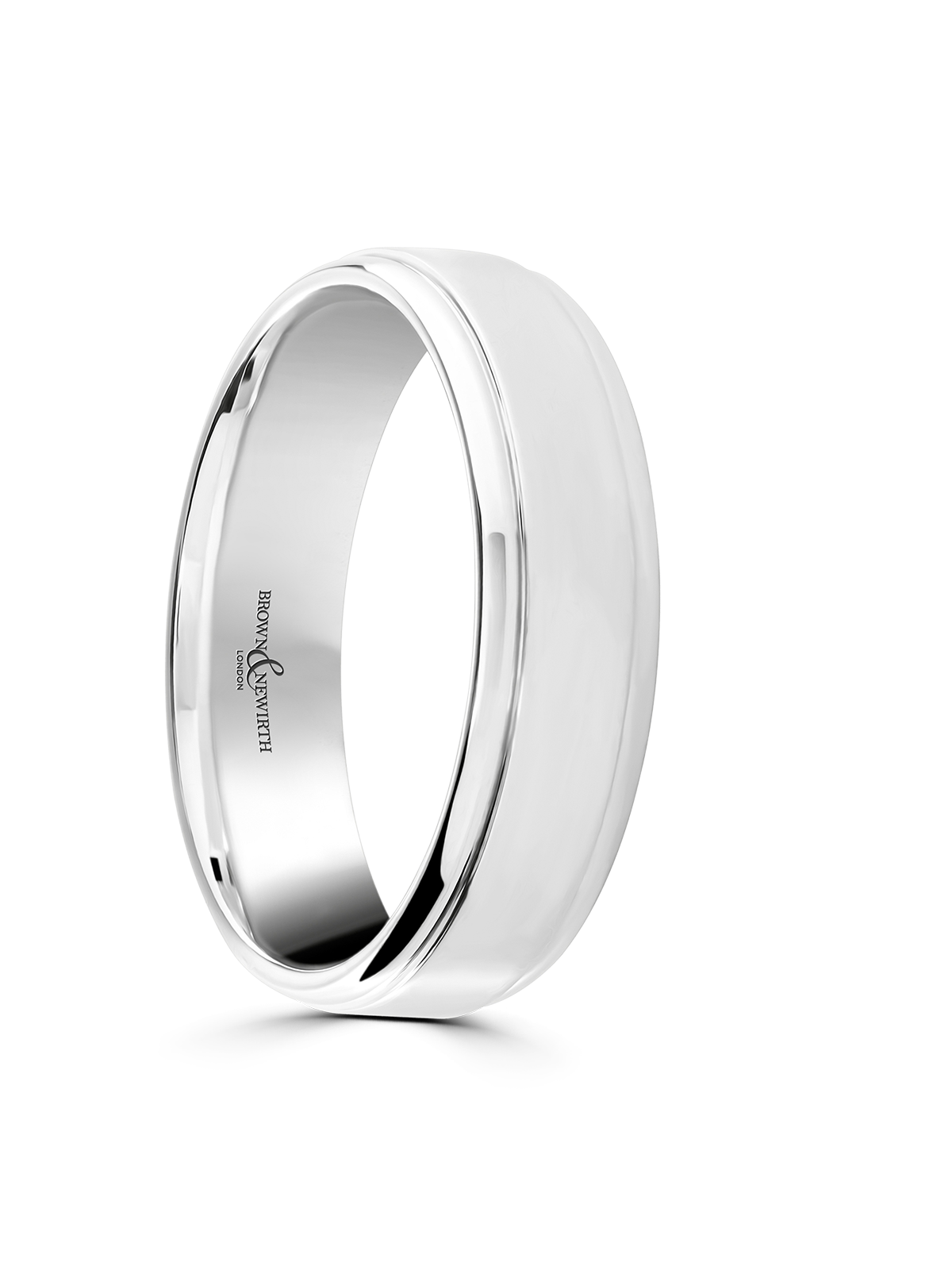 Brown & Newirth Gravity 4mm Patterned Wedding Ring in 18ct White Gold